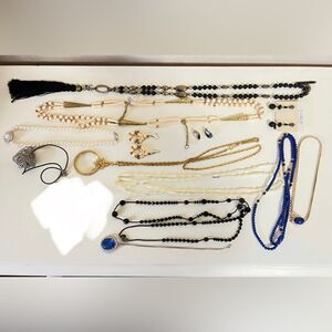 Large Jewelry Lot - Bracelets Necklaces Earrings Costume Gold Blue Jewels Womens